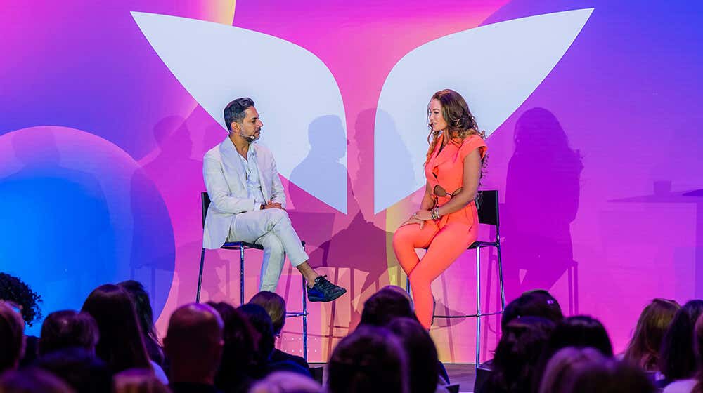 Regan on the Mindvalley stage
