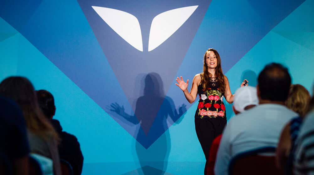 Cecilia speaking at Mindvalley Events