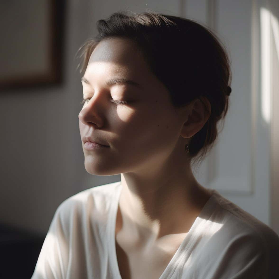A woman practicing mindfulness
