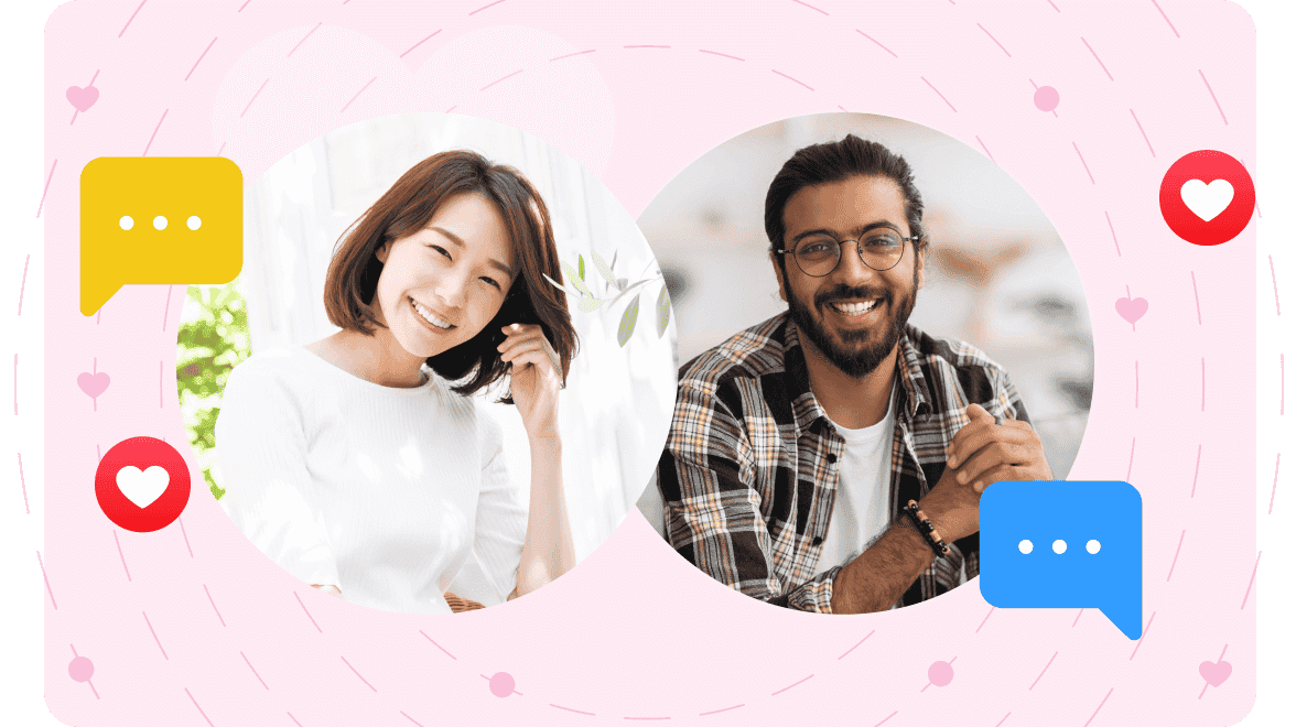 Multi ethnic avatars with chat emojis