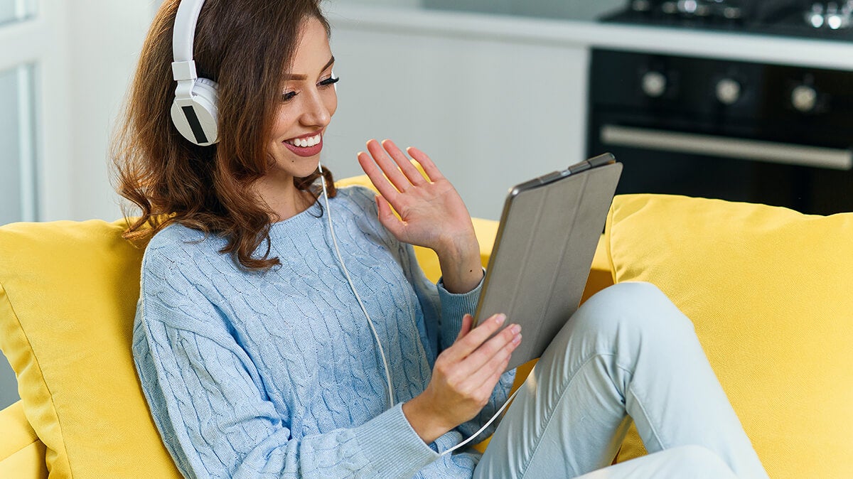 Student on a live call