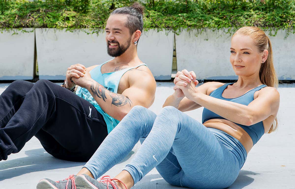 Ronan and Monique working out together