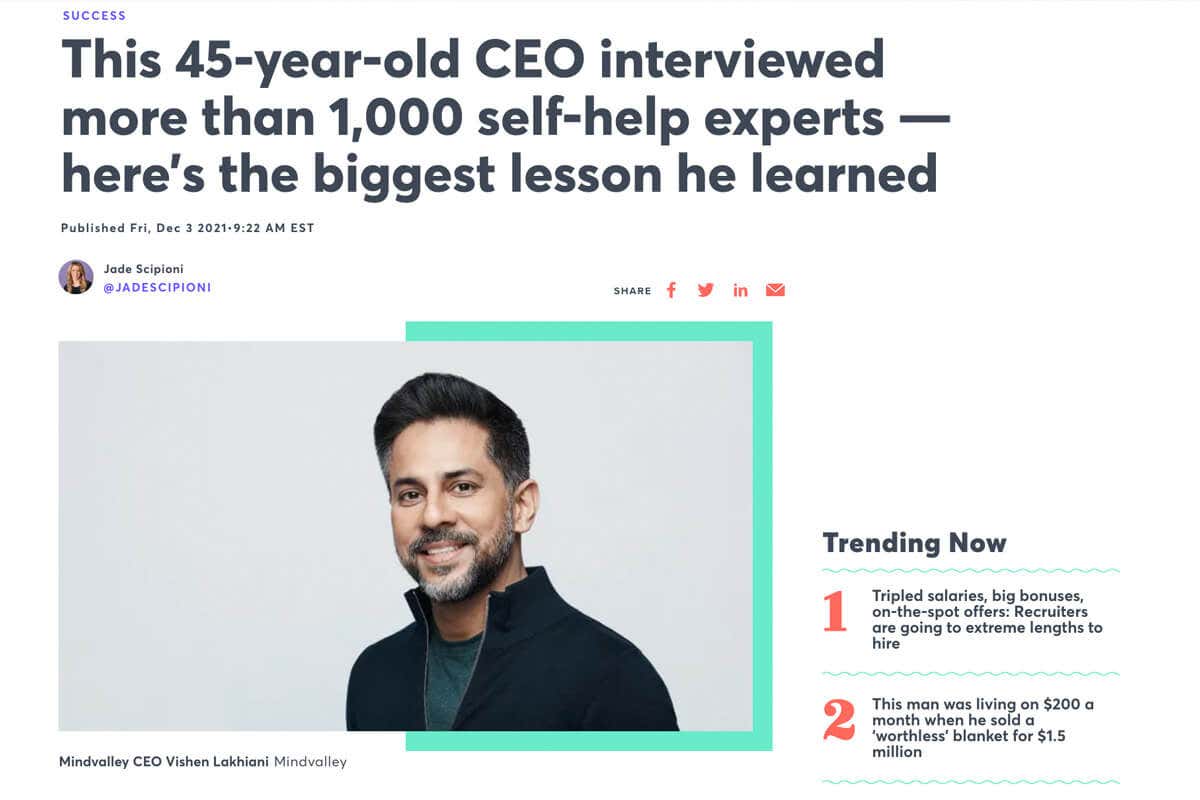 Vishen featured on CNBC website