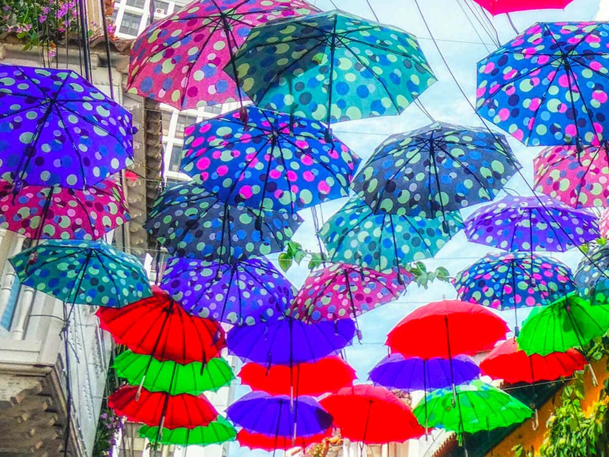 Umbrella street, Cartagena, Colombia