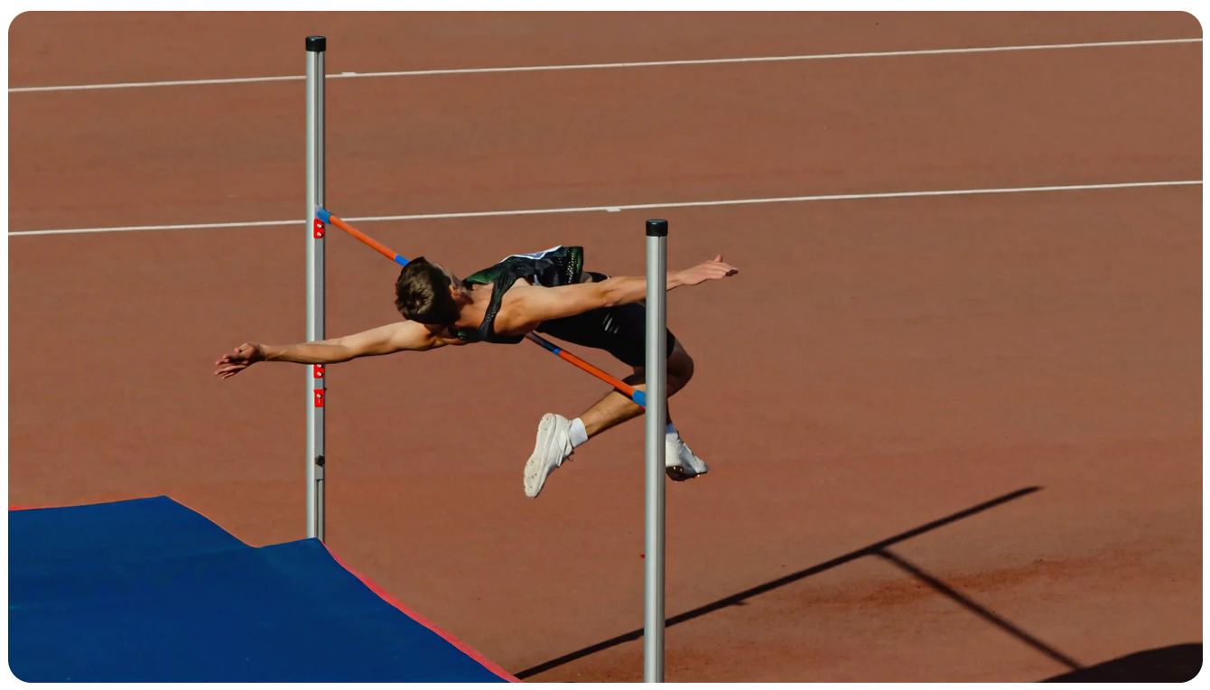An atheltic man achieving his sports goals