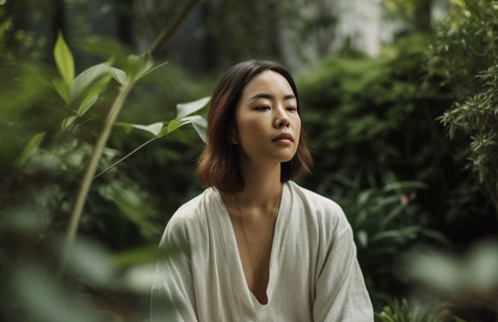 A woman practicing mindfulness