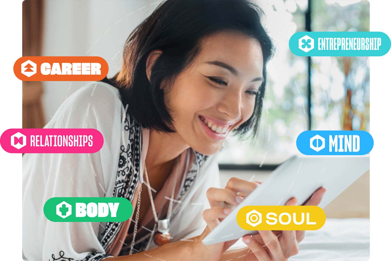 Mindvalley app on Apple TV, featuring Be Extraordinary, 10X Fitness, The Longevity Blueprint, The Mastery of Sleep, and many more programs.