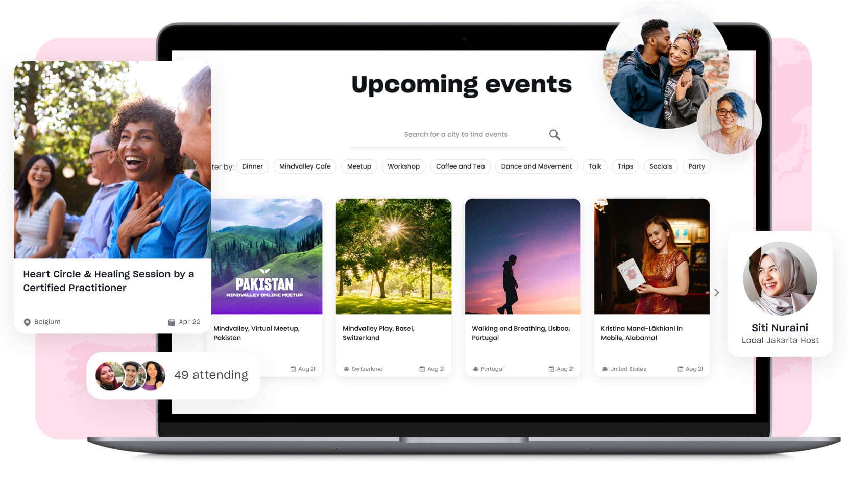 Laptop showing upcoming events