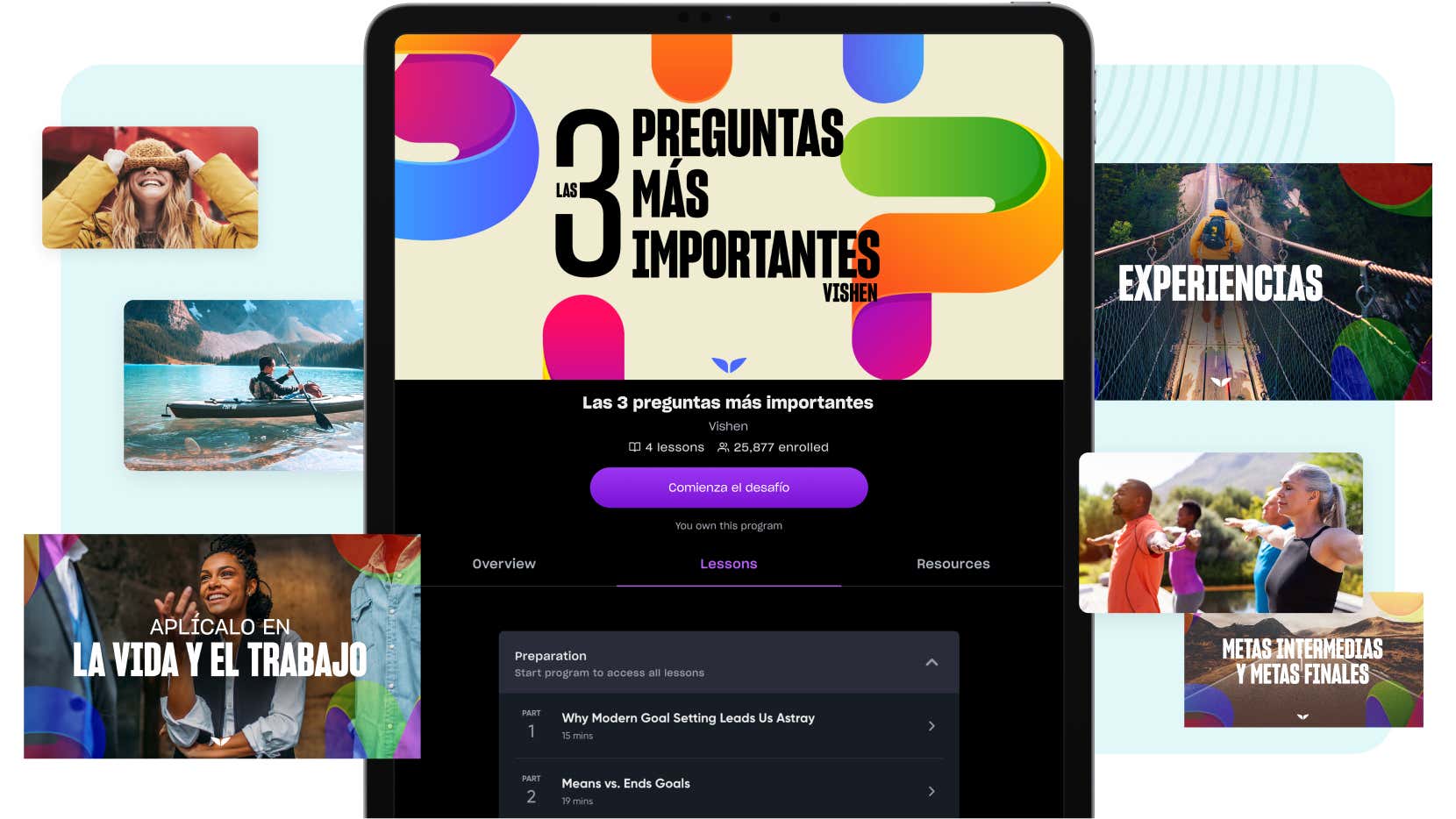 Tablet showing The 3 Most Important Questions program