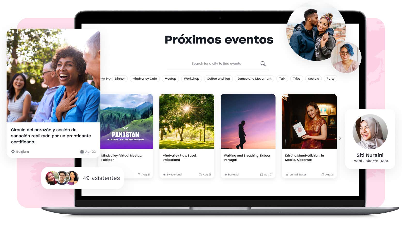 Laptop showing upcoming events