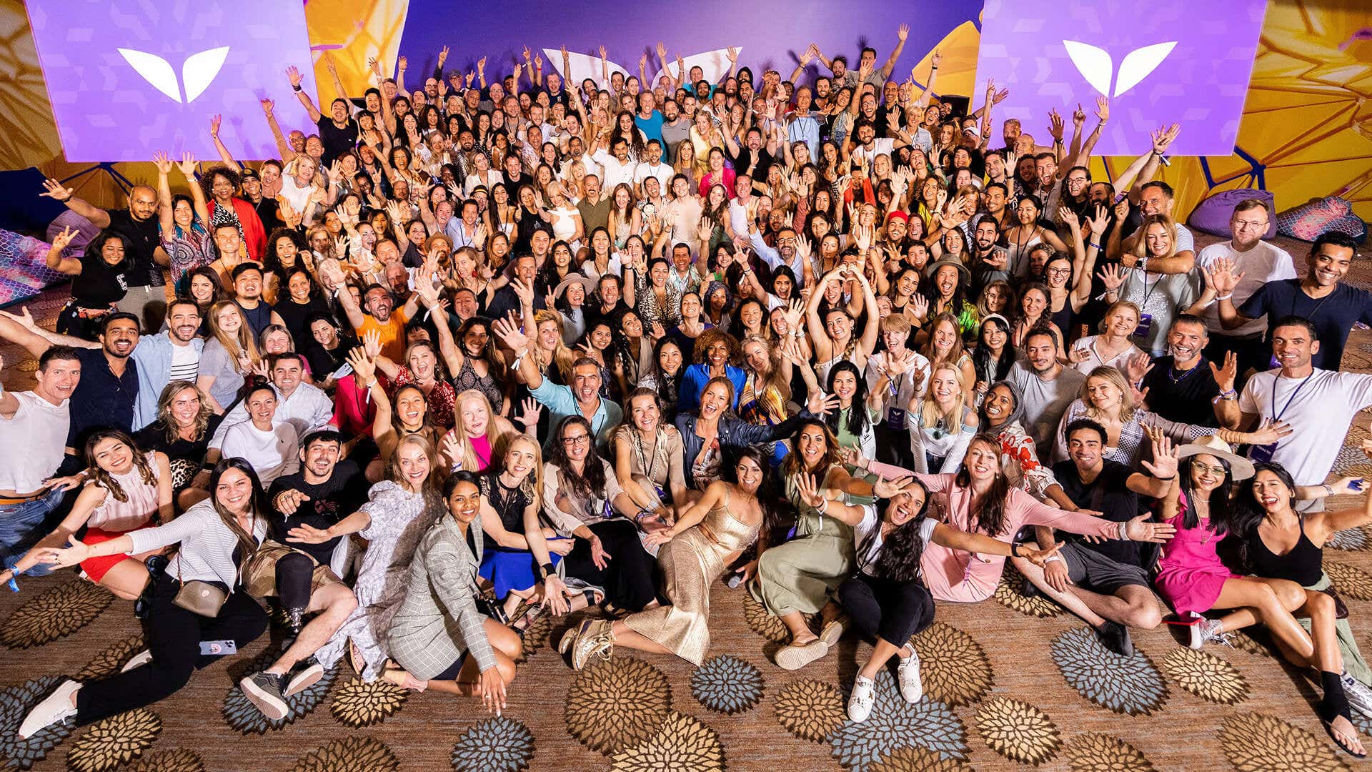 Group photo of attendees at Mindvalley A-Fest Jordan
