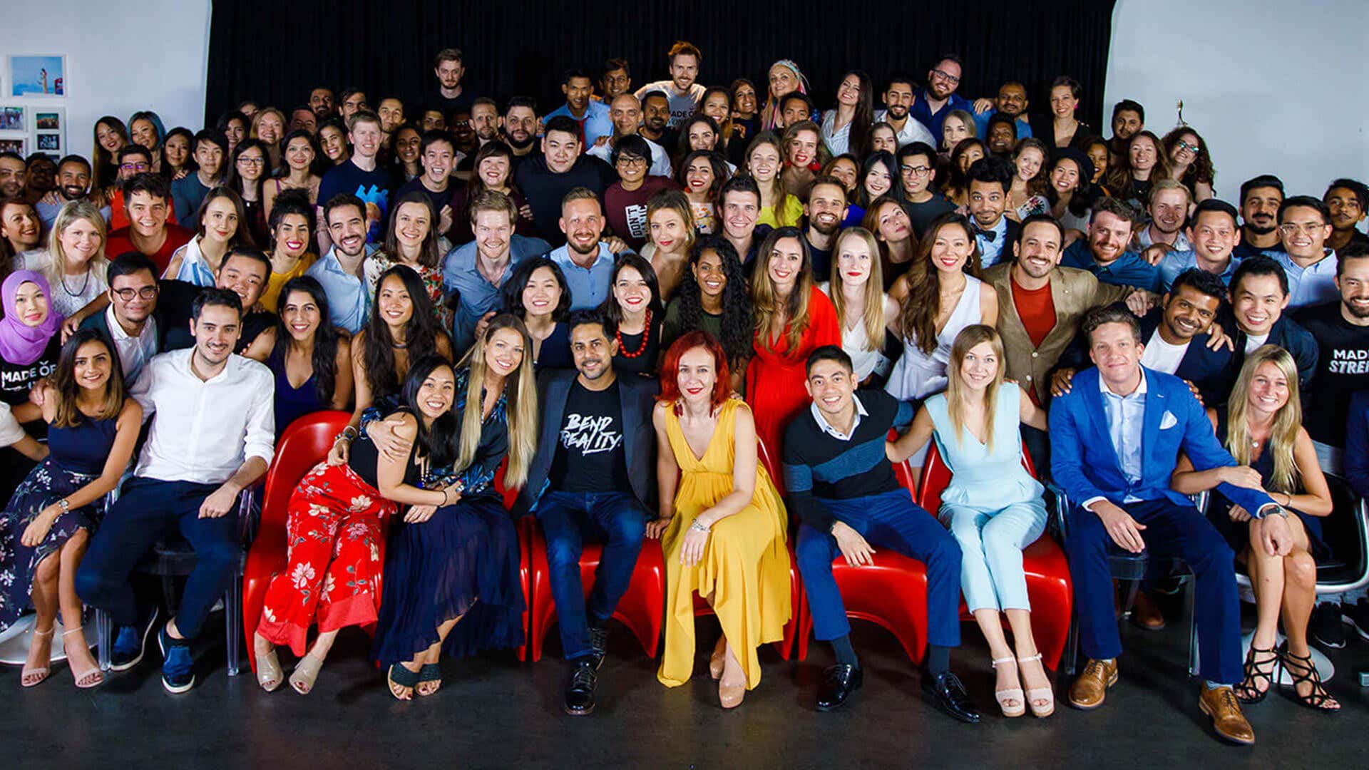 Group photo of the Mindvalley team