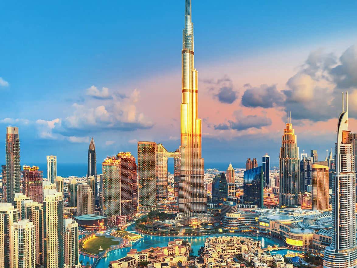 Beautiful view of iconic Dubai skyline