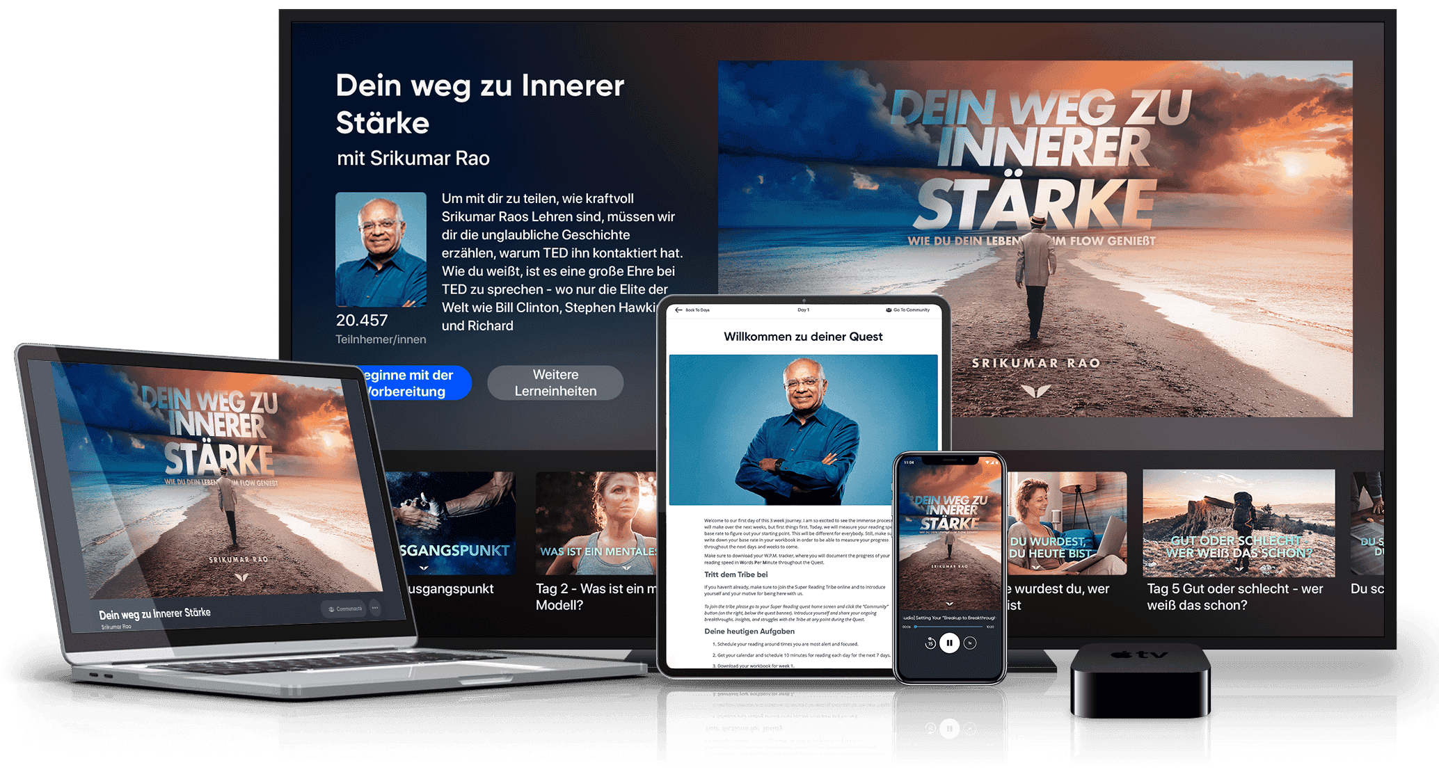 Desktop-Version, Tablet, Smartphone & Apple TV verfügbar.