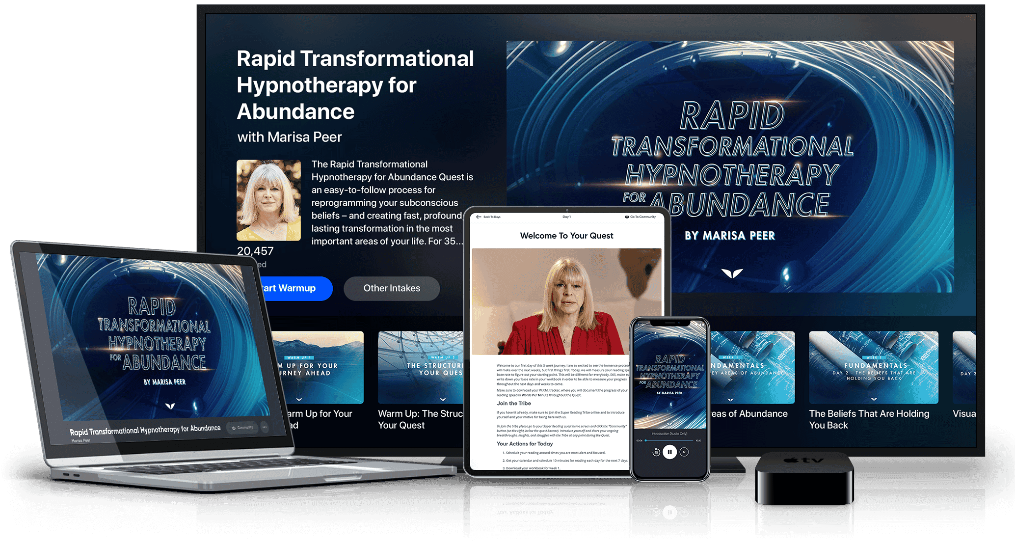 Rapid Transformational Hypnotherapy for Abundance on various devices
