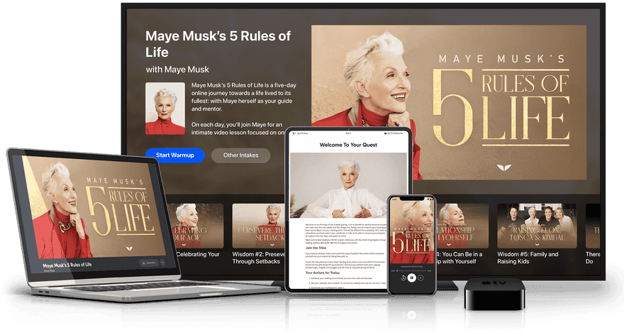 Maye Musk's 5 Rules of Life on multiple devices