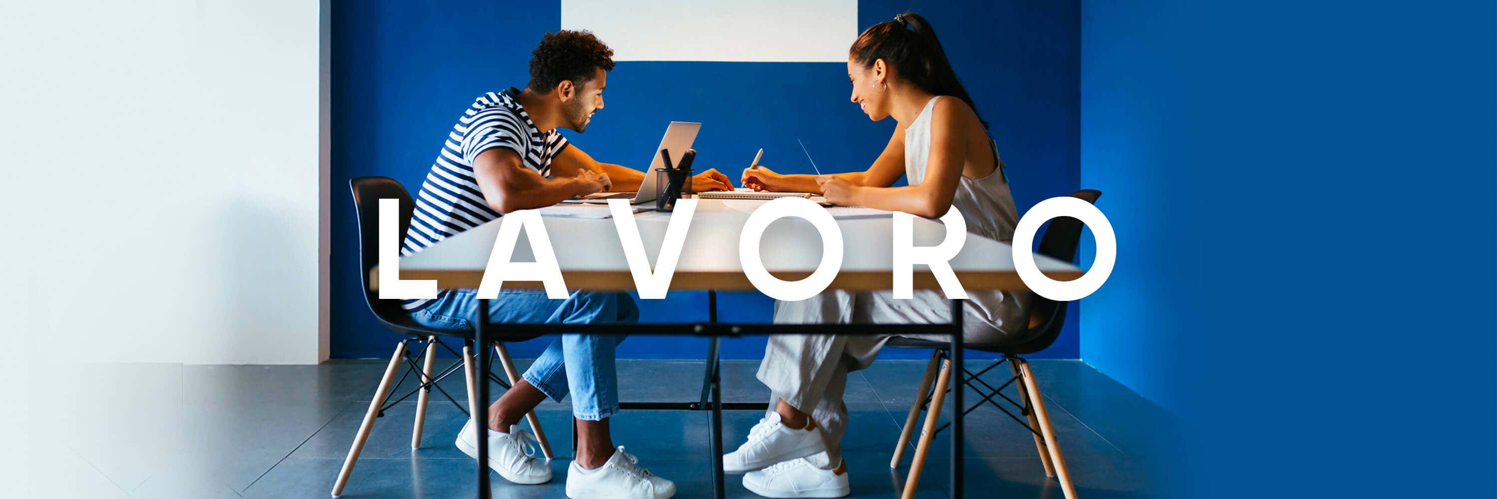 Category supporting visual for work (couple working together)