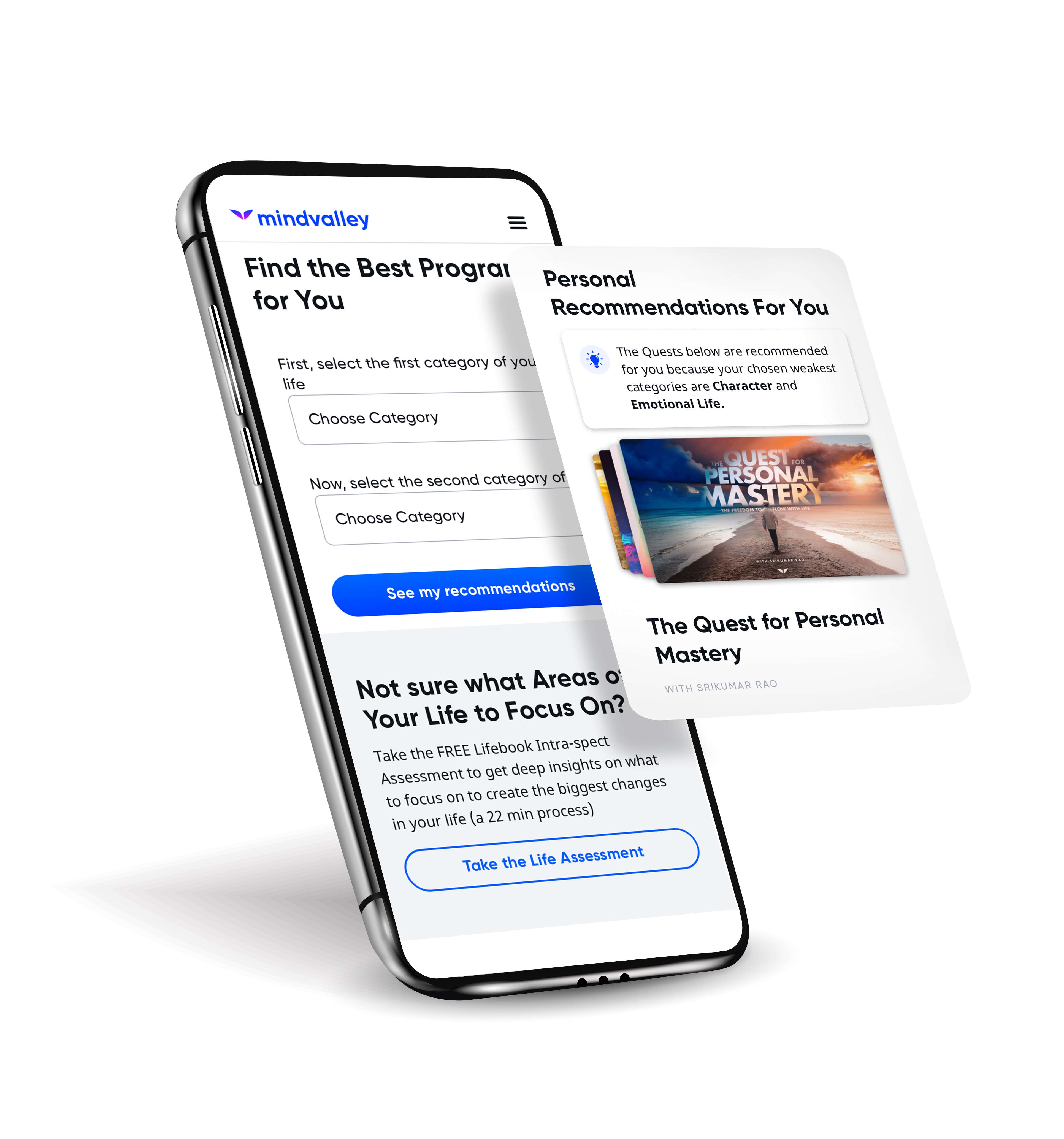 Personal recommendations screens on mobile device
