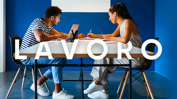 Category supporting visual for work (couple working together)