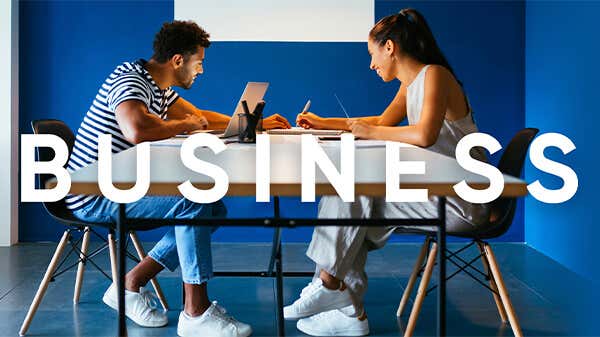 Category supporting visual for work (couple working together)