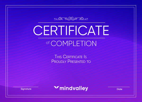 Mindvalley Certificate of Completion