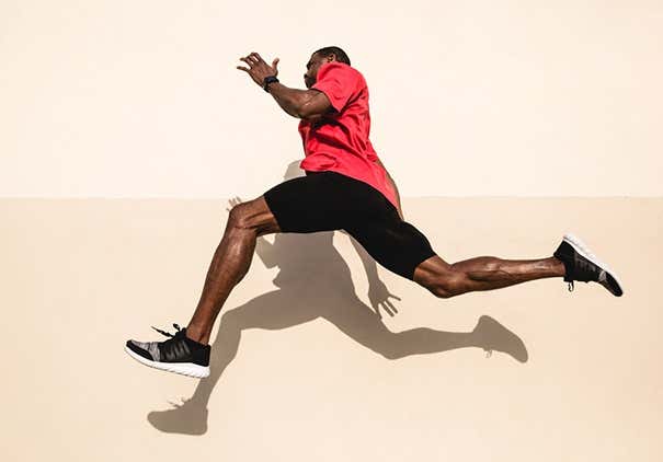 Athlete sprinting on the street