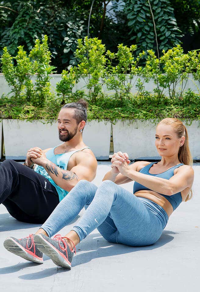 Ronan and Monique working out together