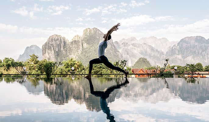 Woman doing yoga in nature