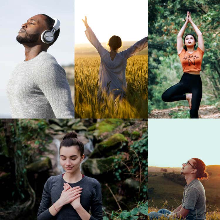 Diverse group of people meditating