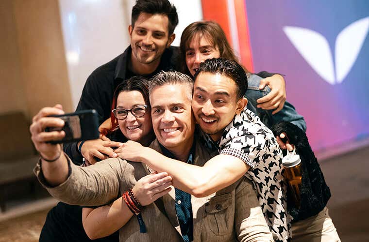 A group selfie with happy faces