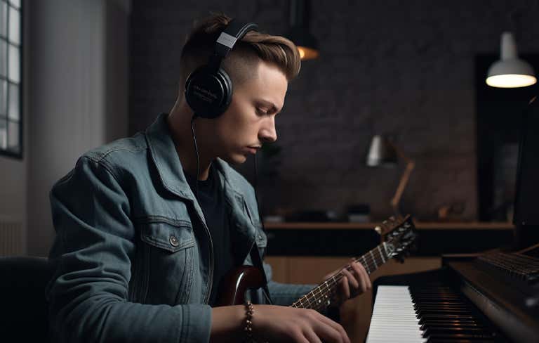 A man playing music