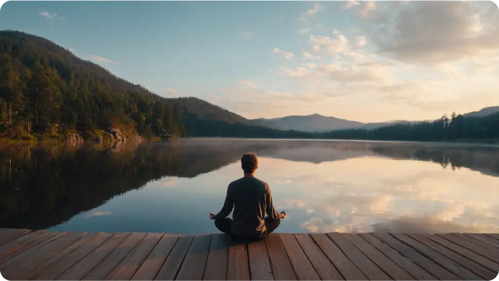 Burning sage with crystal quartz and books on a bright table, creating a calming and spiritual atmosphere.